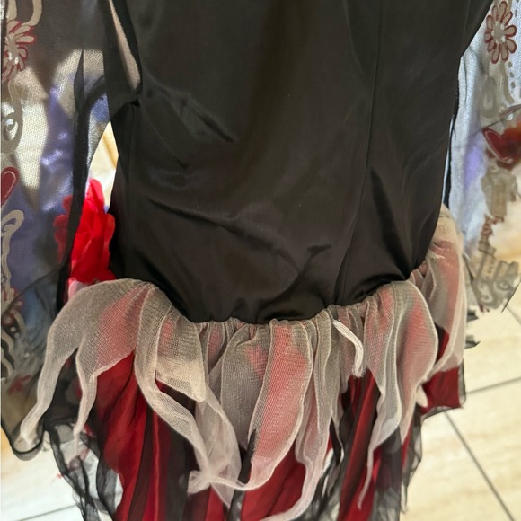 Day of the Dead kids Black and Red Halloween Skeleton Costume - Picture 8 of 9